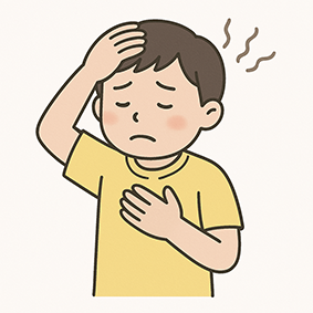 熱が下がらず、体のだるさを感じる子どもの画像
